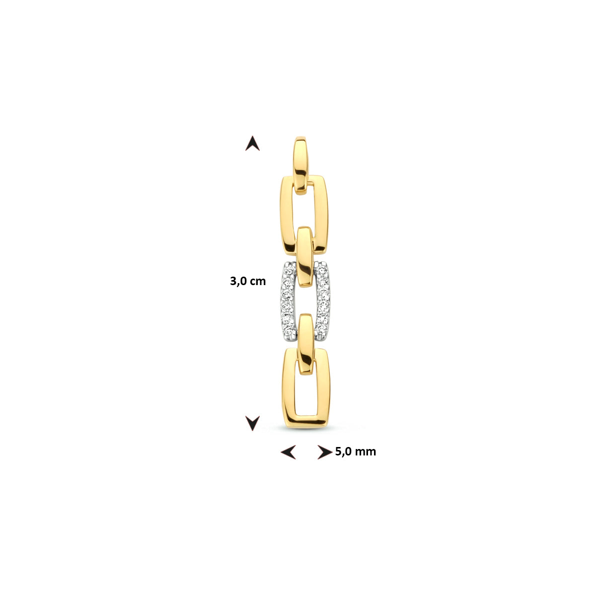 Hanger schakel met 0.05 ct diamant H SI in goud – 30 mm