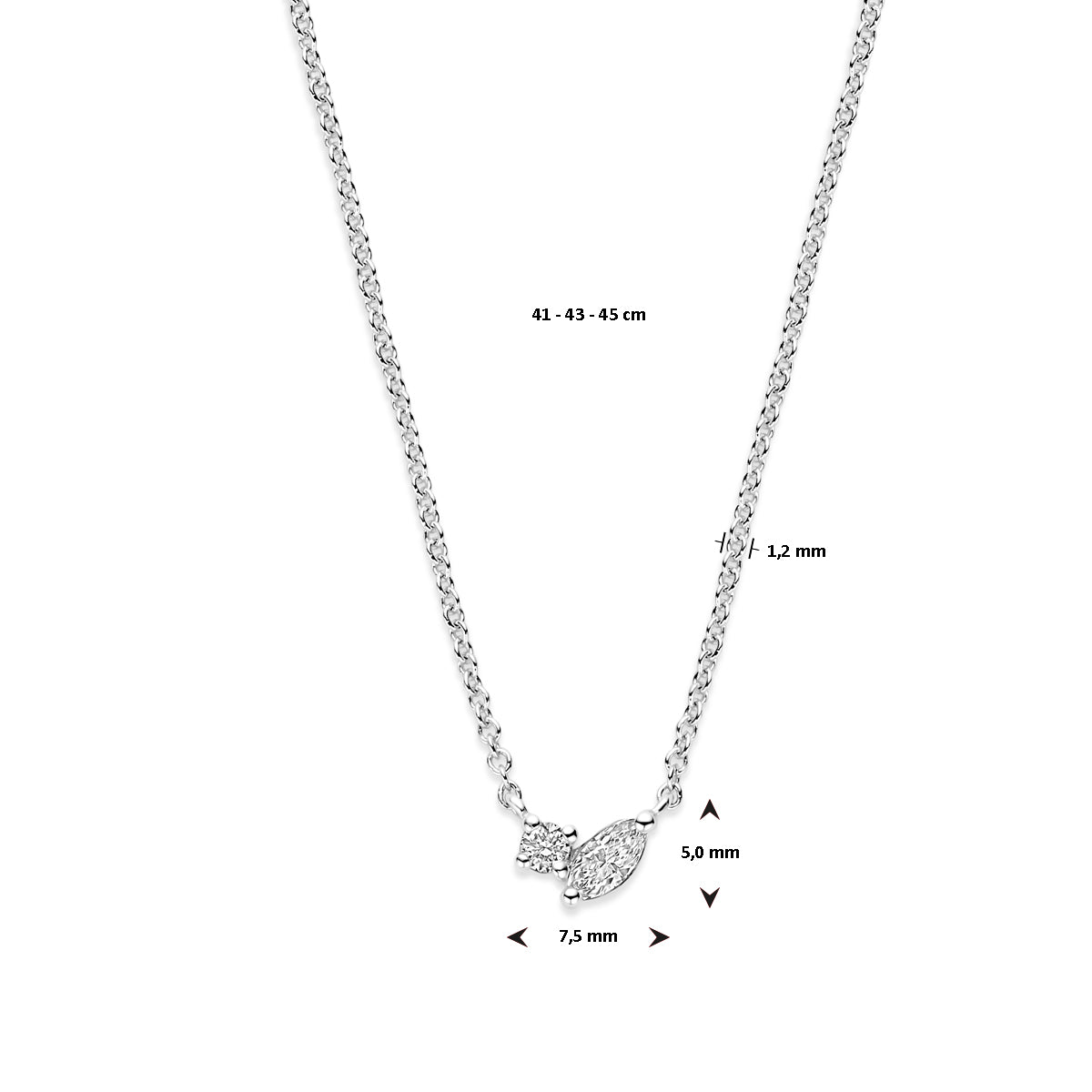 Ketting 0.14 ct diamant H SI in witgoud