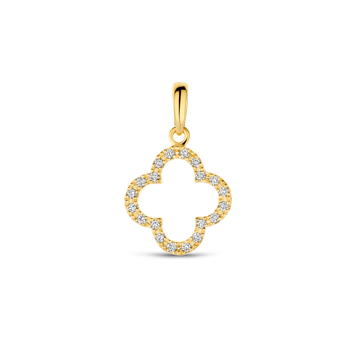 Hanger bloem met 0.07 ct diamant H SI in goud – 17 mm