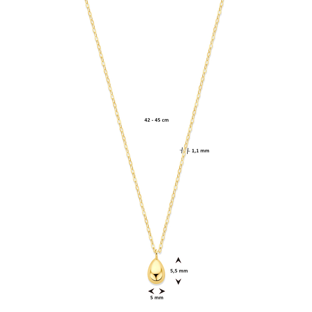Ketting druppel in goud – 42/45 cm