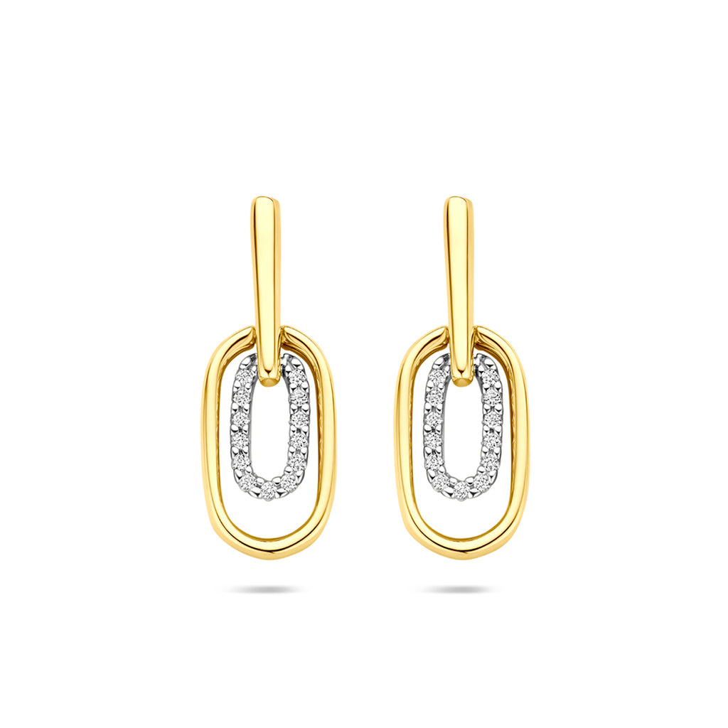 Oorhangers met 0.08 ct diamant H SI in goud – 20 mm (2x 0.04 ct)