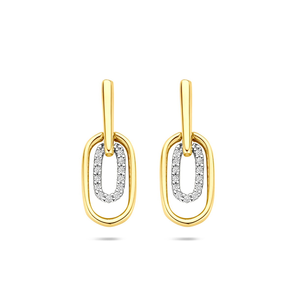 Oorhangers met 0.08 ct diamant H SI in goud – 20 mm (2x 0.04 ct)