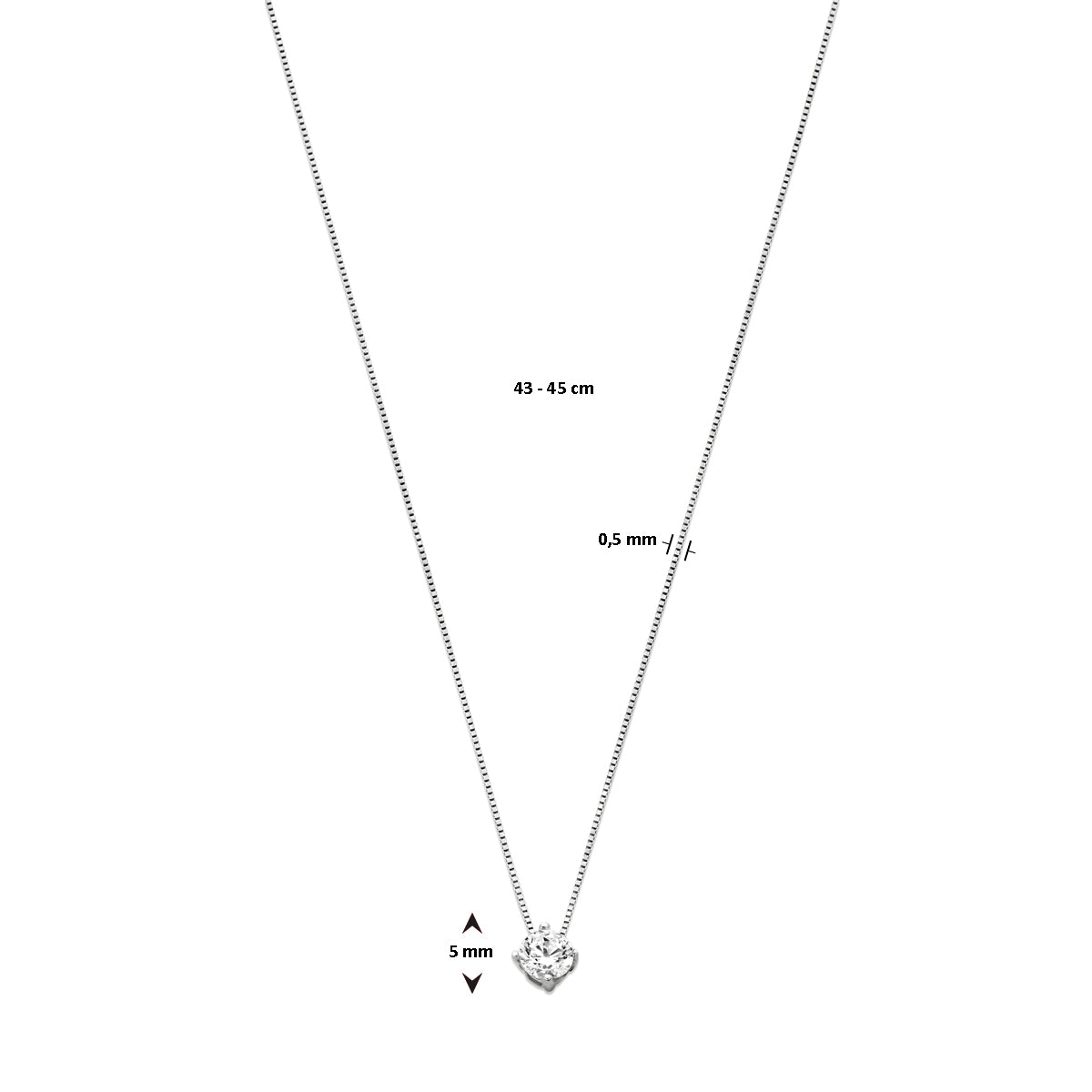 Ketting met zirkonia in witgoud