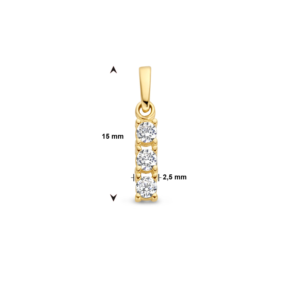 Hanger met zirkonia rij in goud – 15 mm