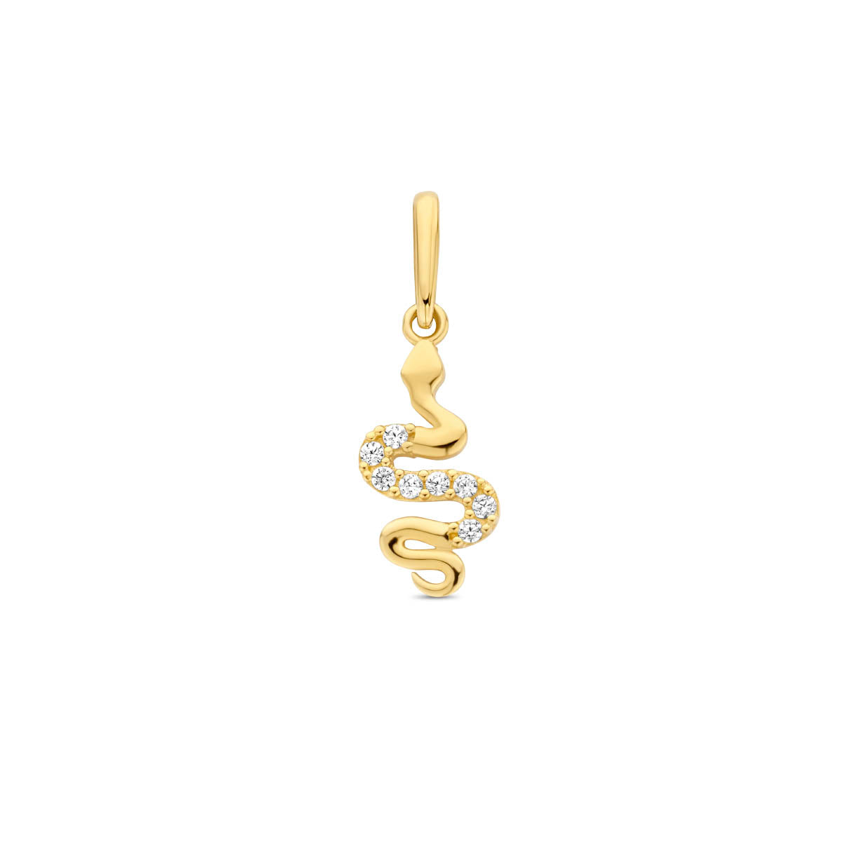 Hanger slang met zirkonia in goud – 17 mm
