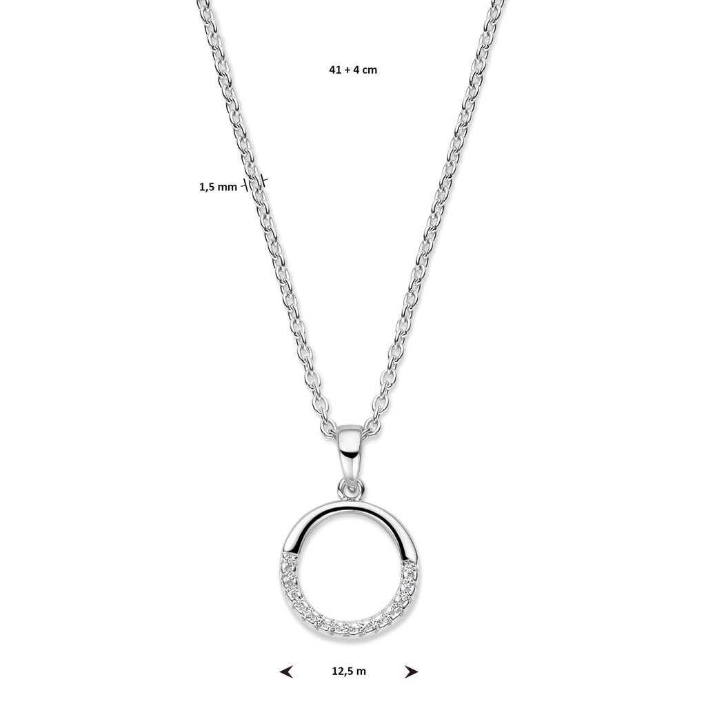 Ketting zilver met zirkonia – 41 + 4 cm
