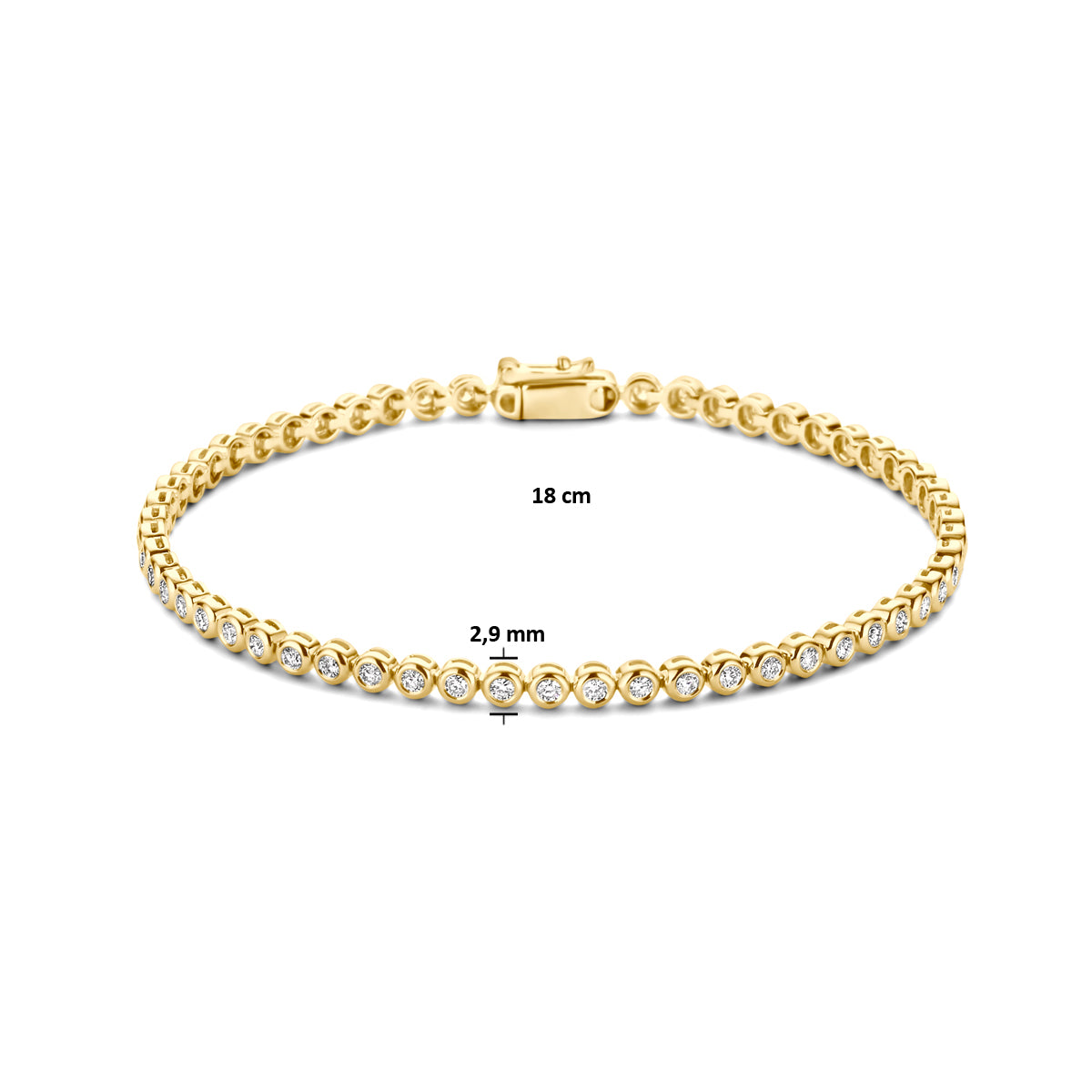 Tennisarmband 1.00 ct diamant G SI in goud – 2,9 mm / 18 cm