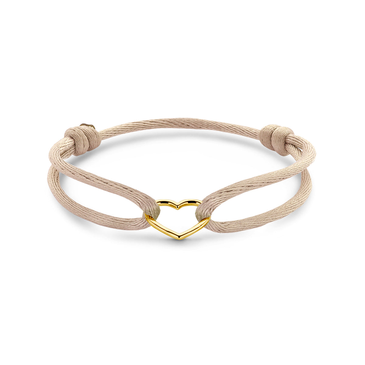 Armband satijn met hart in goud – 13/26 cm