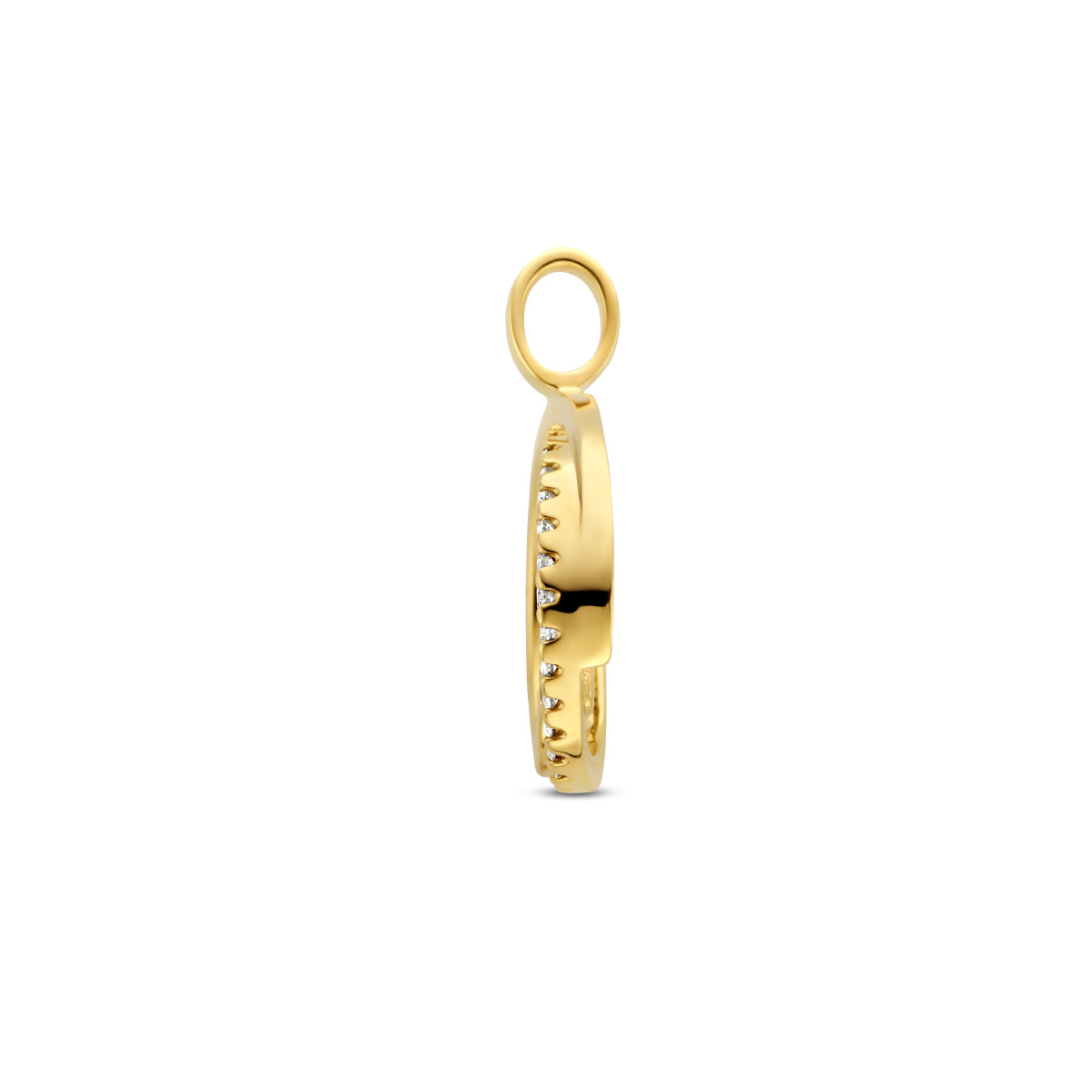Hanger rondje met 0.13 ct diamant H SI in goud – 19 mm