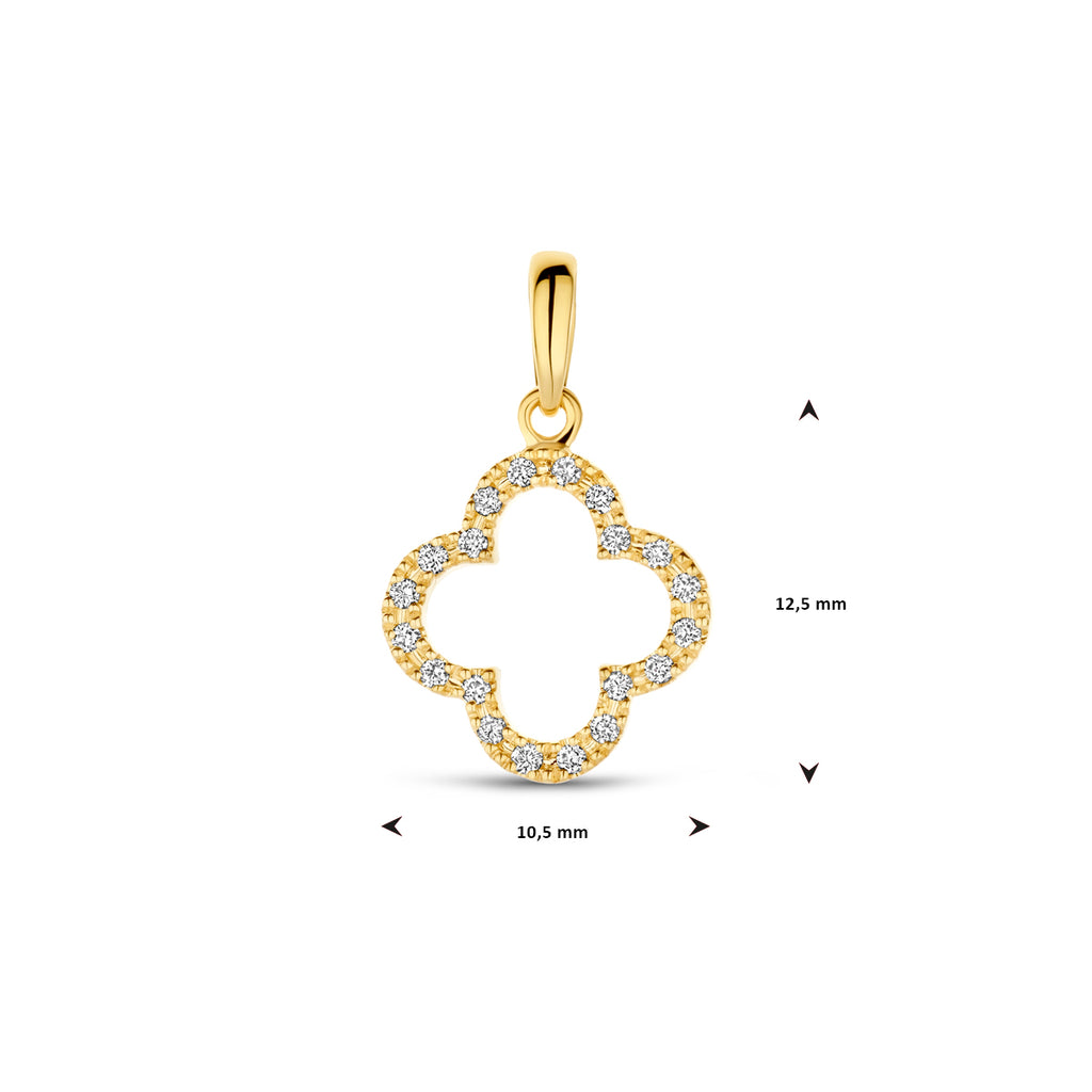 Hanger bloem met 0.07 ct diamant H SI in goud – 17 mm
