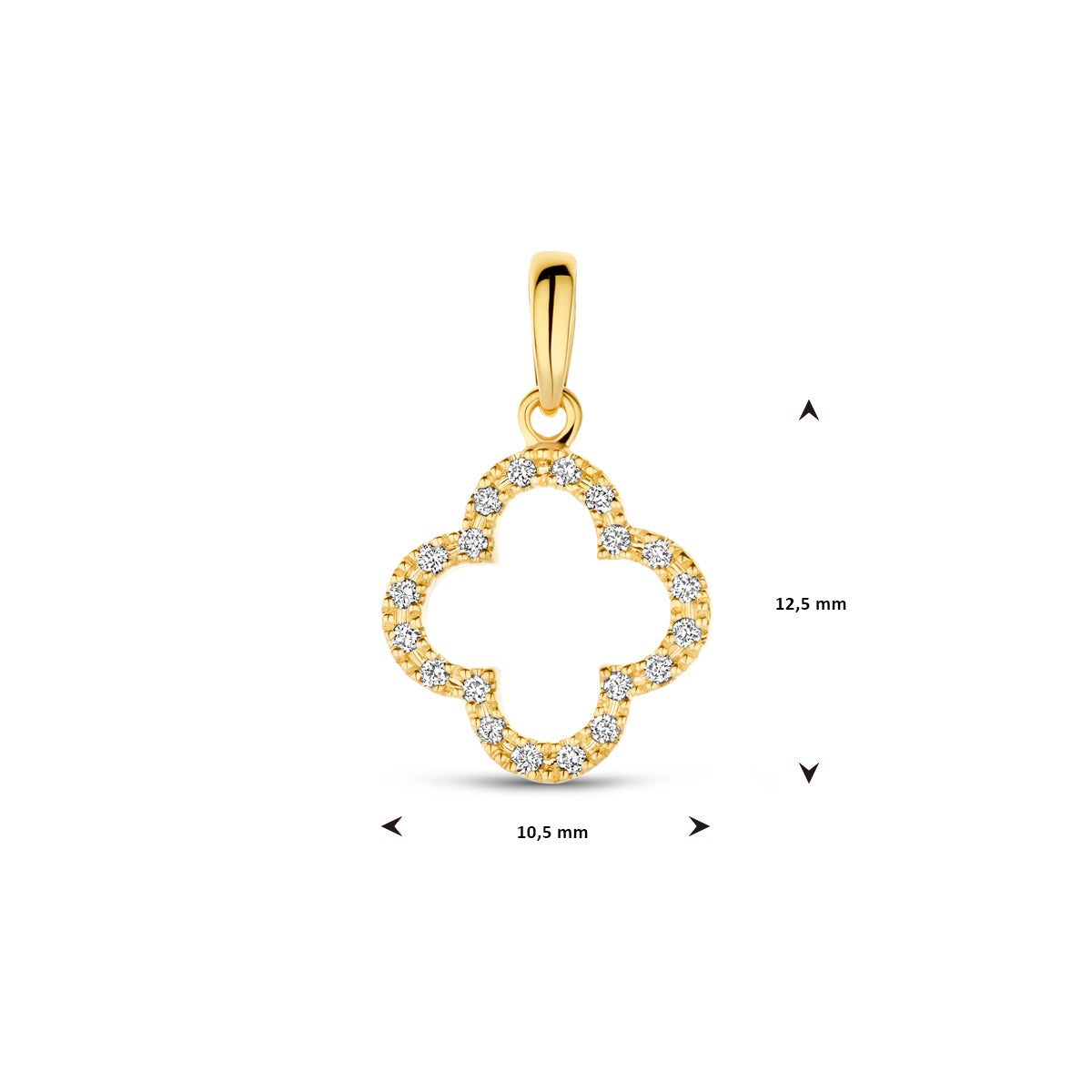 Hanger bloem met 0.07 ct diamant H SI in goud – 17 mm