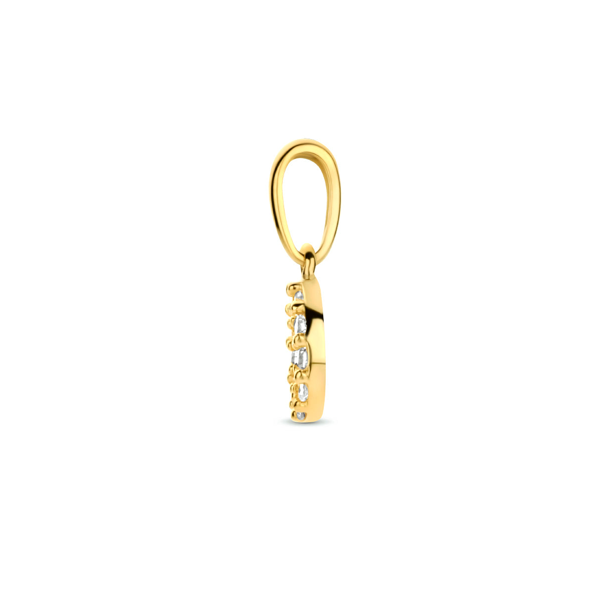 Hanger rondje met zirkonia in goud – 12 mm