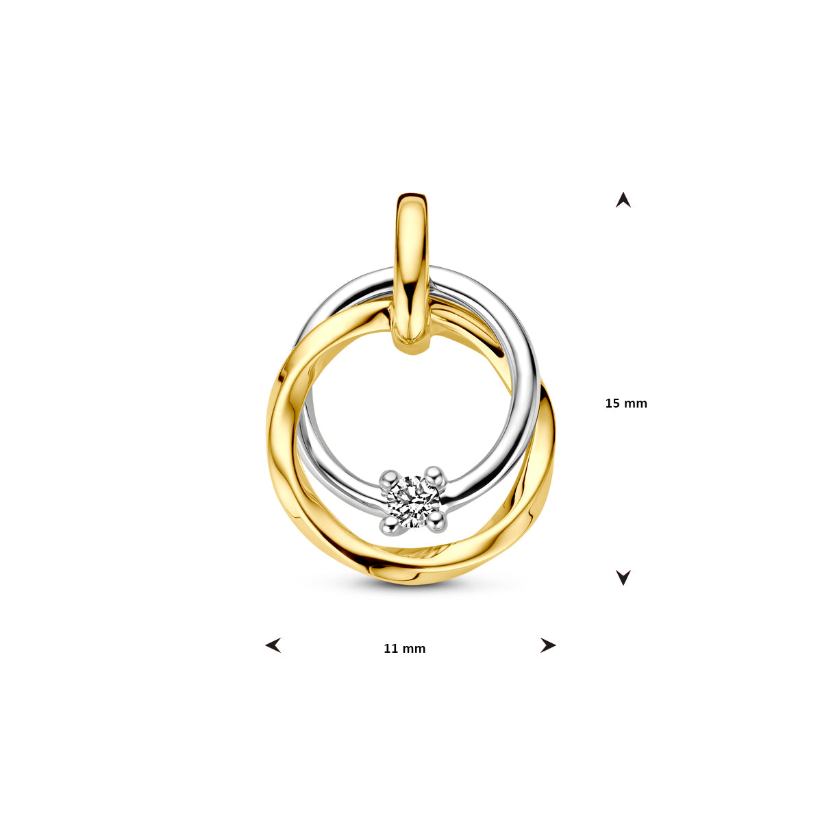 Hanger 0.03 ct diamant H in goud – 15 mm