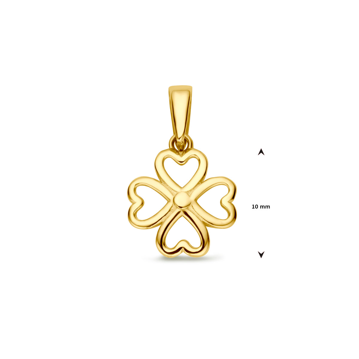 Hanger klavertje in goud – 16 mm