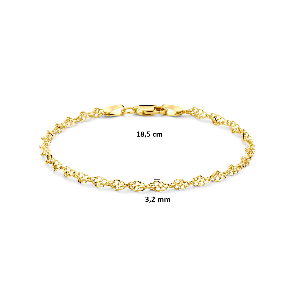 Armband koord 3,2 mm met goud – 18,5 cm