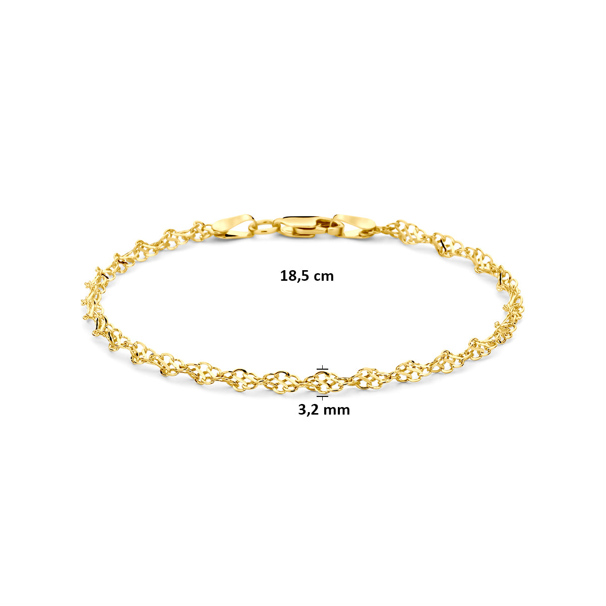 Armband koord 3,2 mm met goud – 18,5 cm