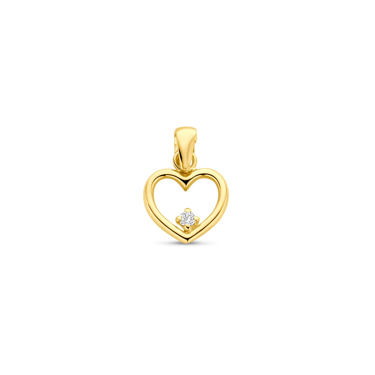 Hanger hartje met zirkonia in goud – 13 mm
