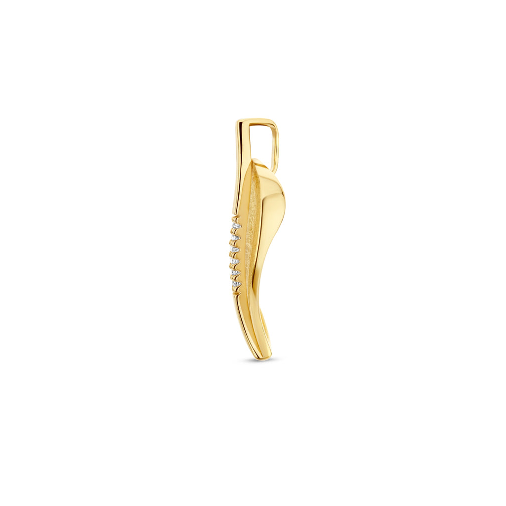 Hanger blad gescratcht met 0.03 ct diamant H SI in goud – 25 mm