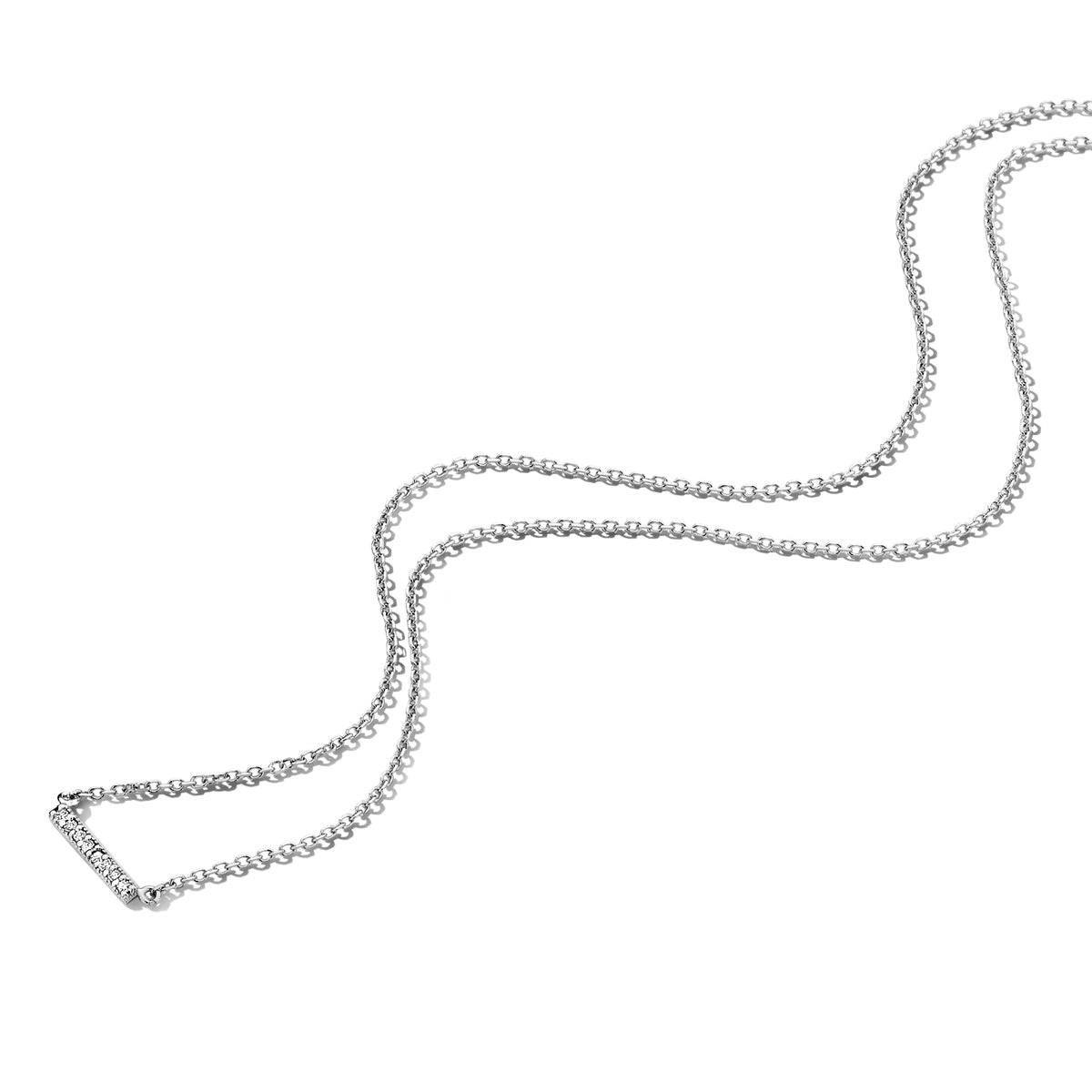 Ketting balkje met 0.04 ct diamant H SI in witgoud