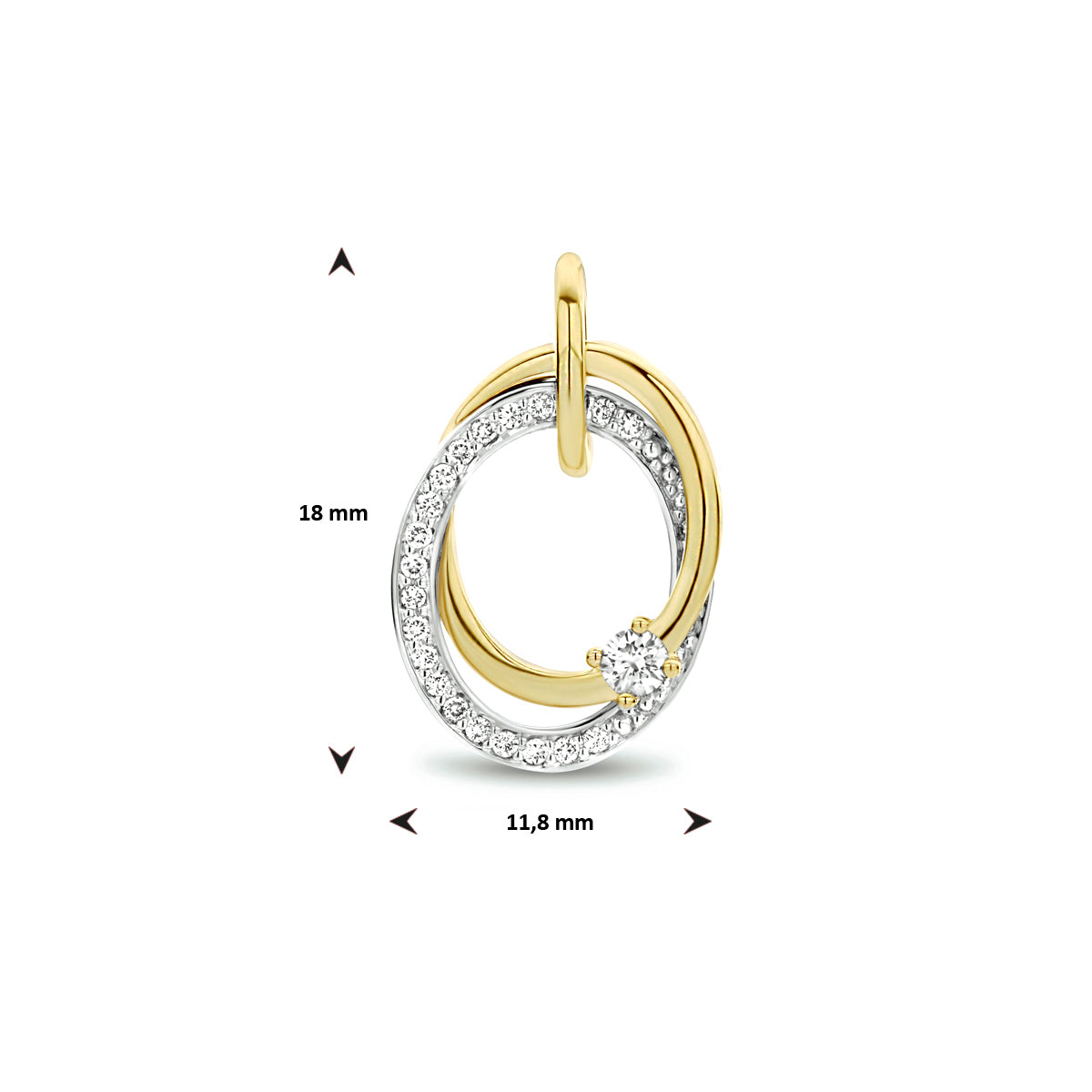 Hanger 0.14 ct diamant H SI in bicolor goud – 18 mm