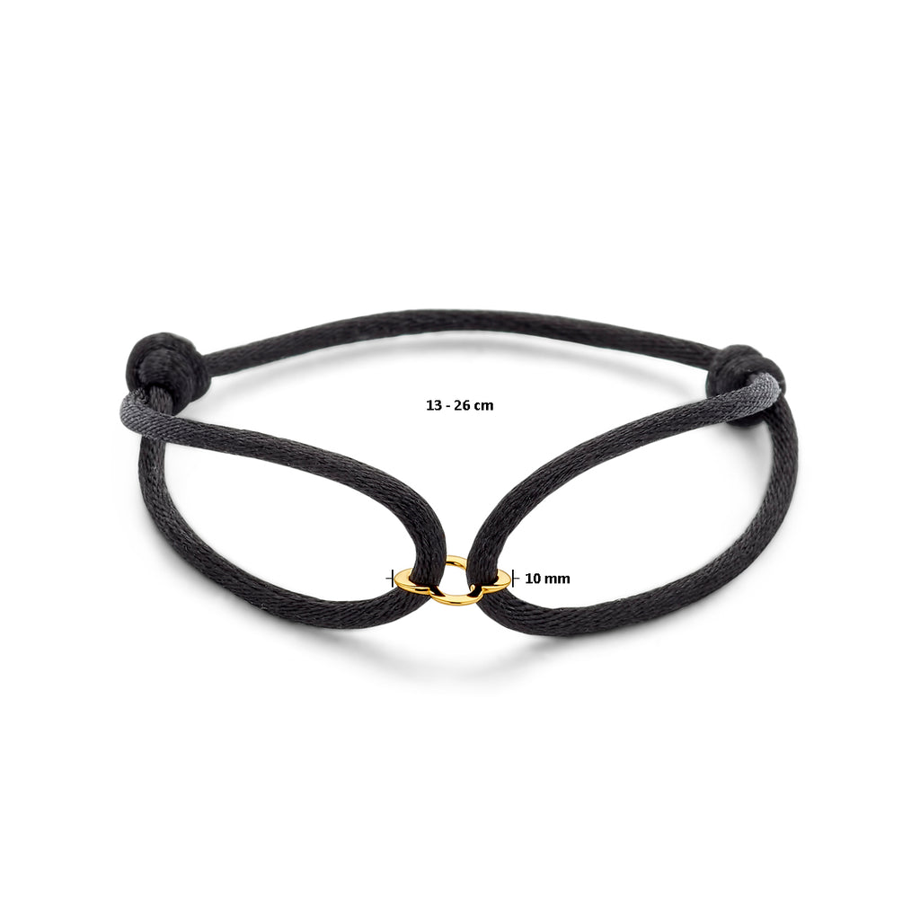 Armband satijn met bloem in goud – 13/26 cm