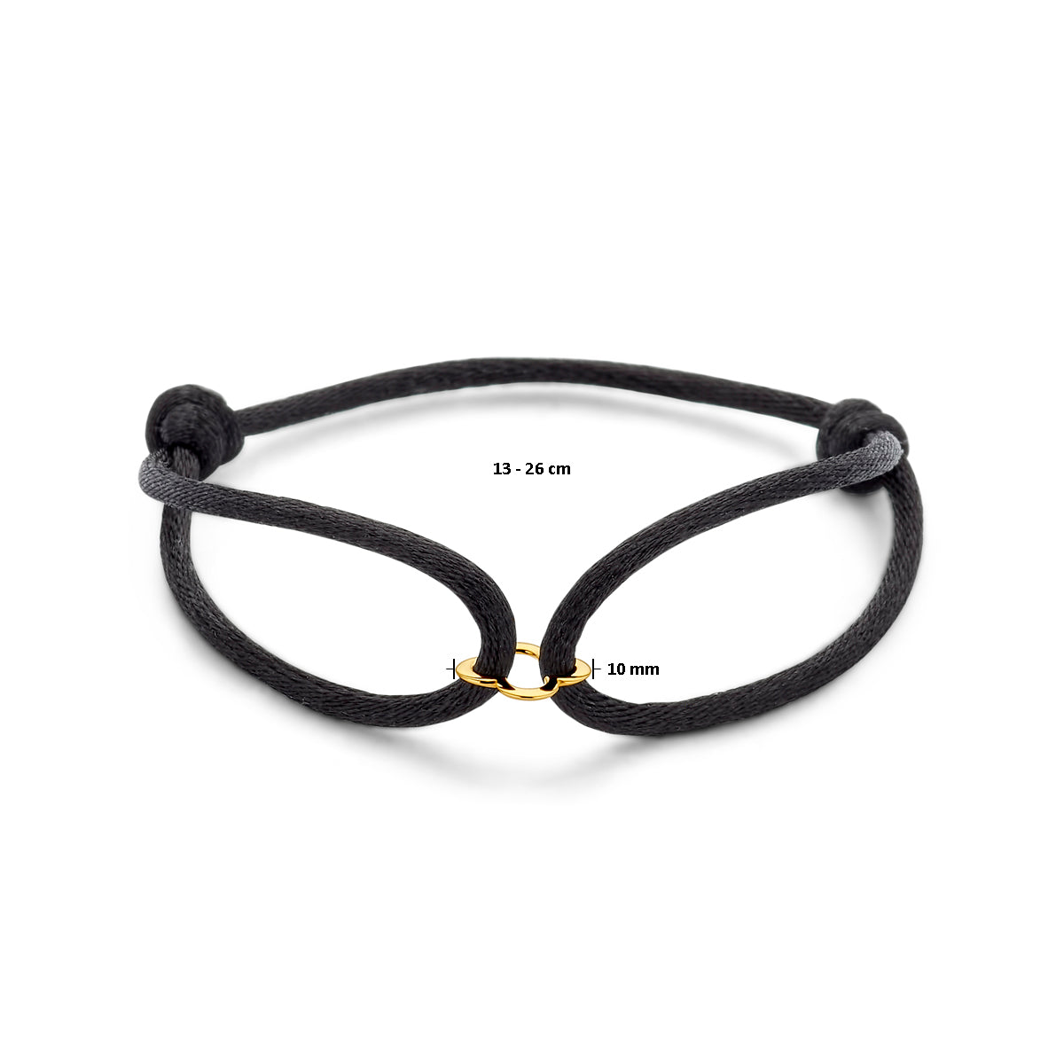 Armband satijn met bloem in goud – 13/26 cm