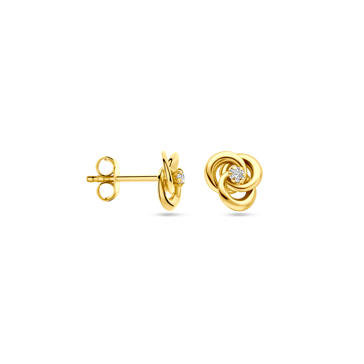 Oorknoppen met zirkonia in goud – 7 mm