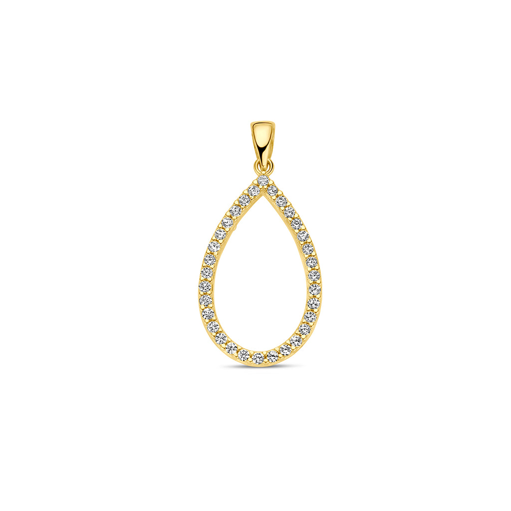 Hanger druppel met zirkonia in goud – 26 mm