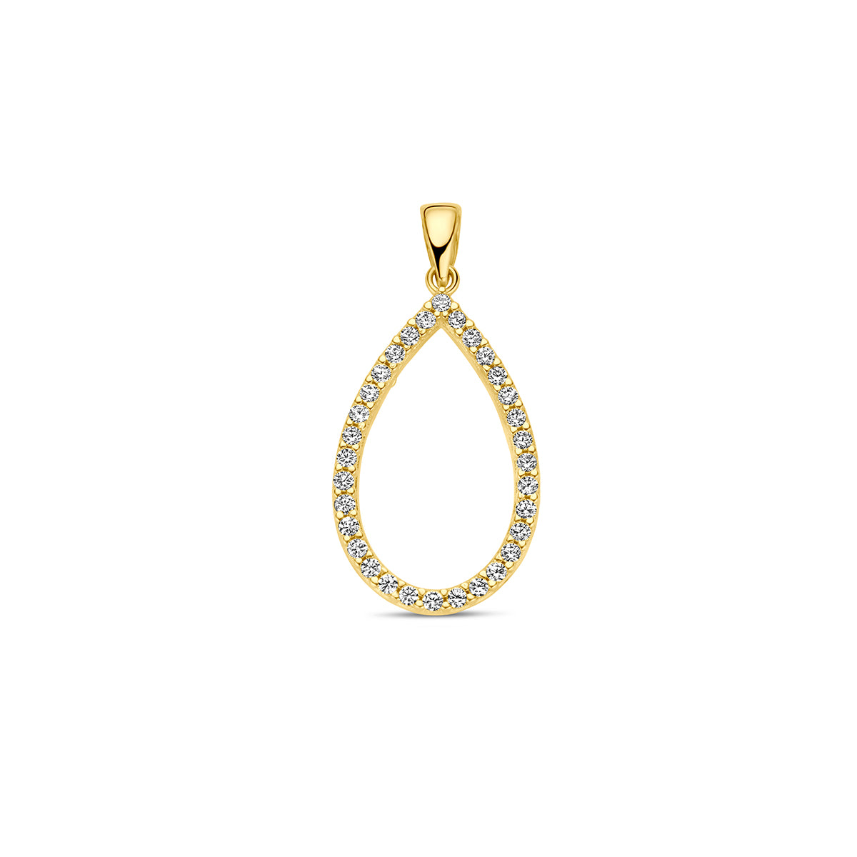 Hanger druppel met zirkonia in goud – 26 mm