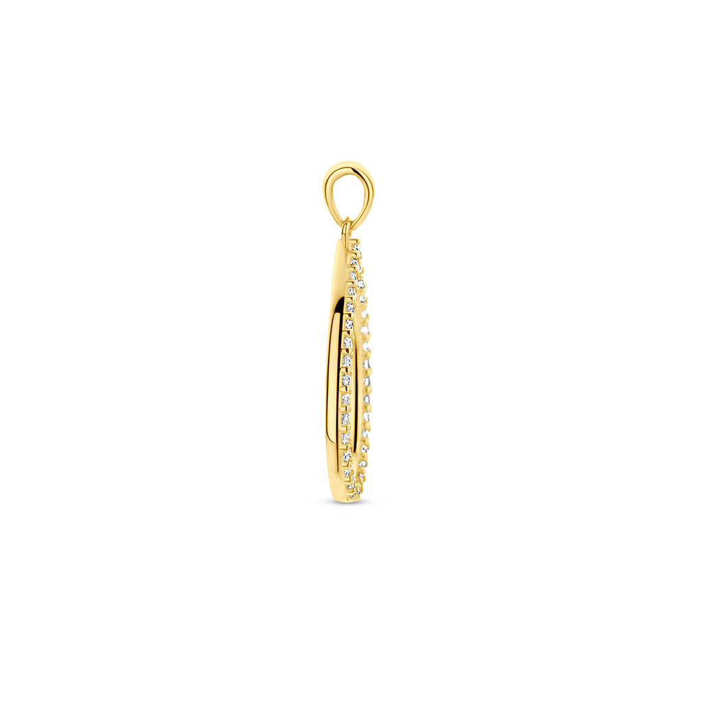 Hanger druppel met zirkonia in goud – 26 mm