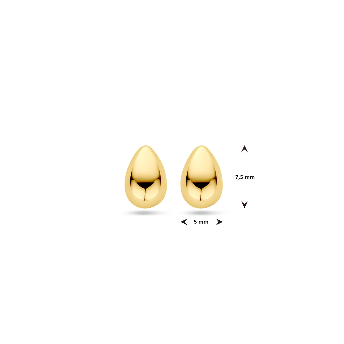 Oorknoppen druppel in goud – 7,5 mm