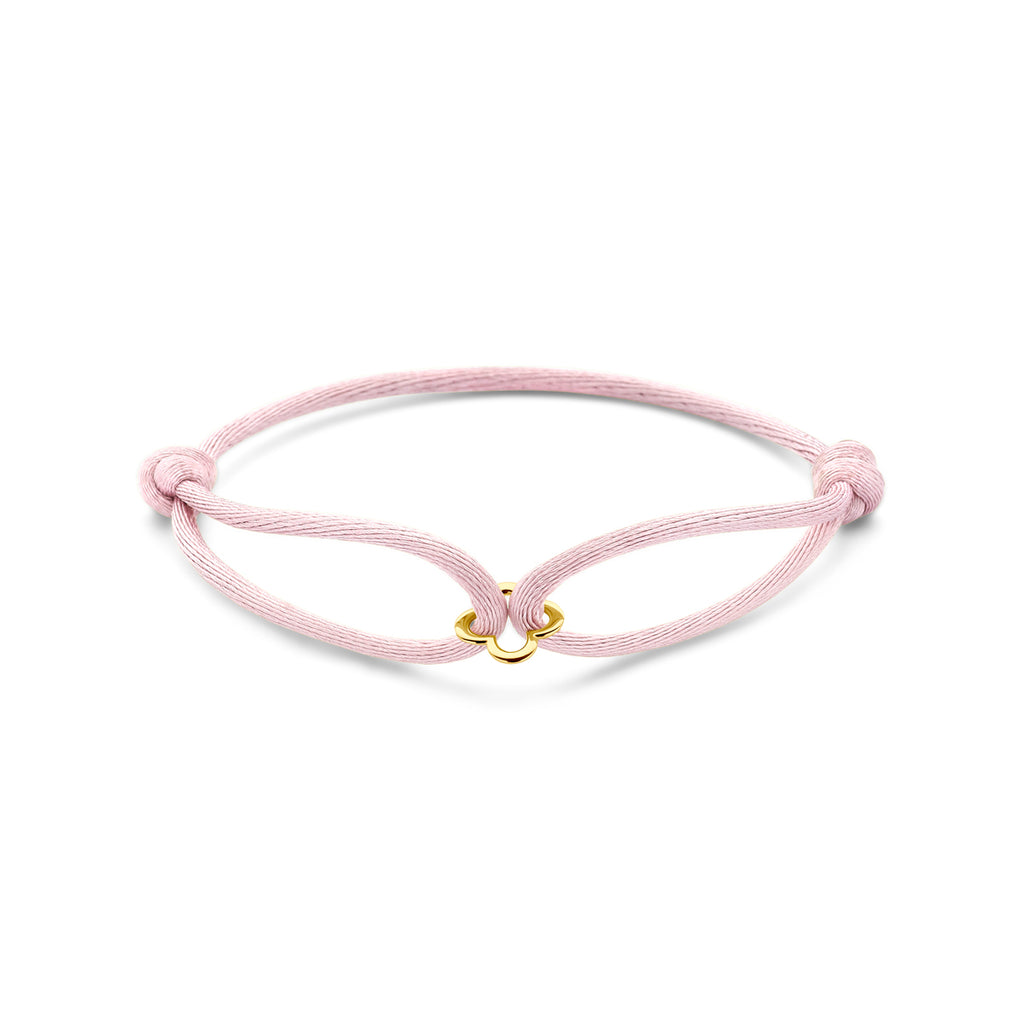 Armband satijn met bloem in goud – 13/26 cm