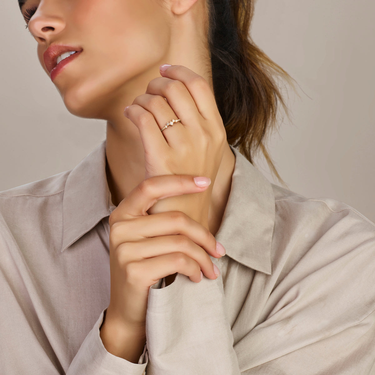 Ring 0.33 ct lab grown diamant H SI in goud