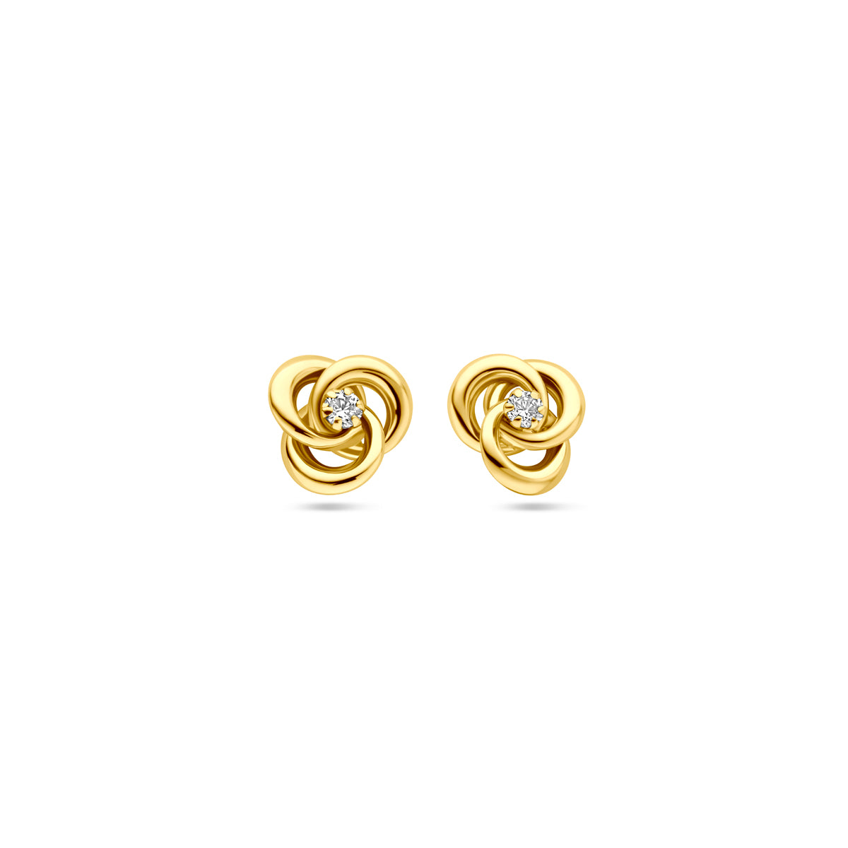 Oorknoppen met zirkonia in goud – 7 mm