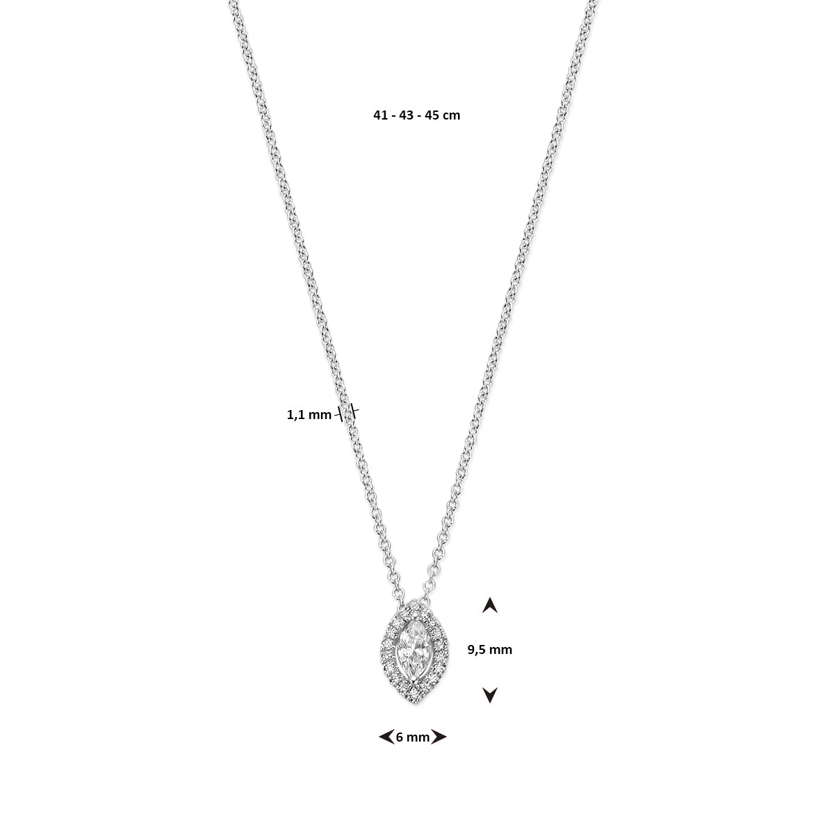 Ketting 0.25 ct diamant H SI in witgoud