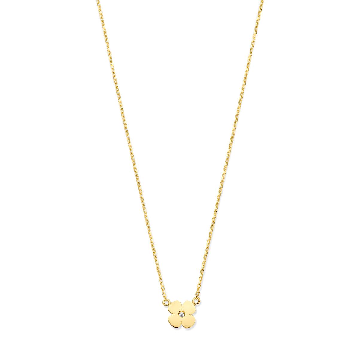 Ketting bloem met zirkonia in goud – 43/45 cm