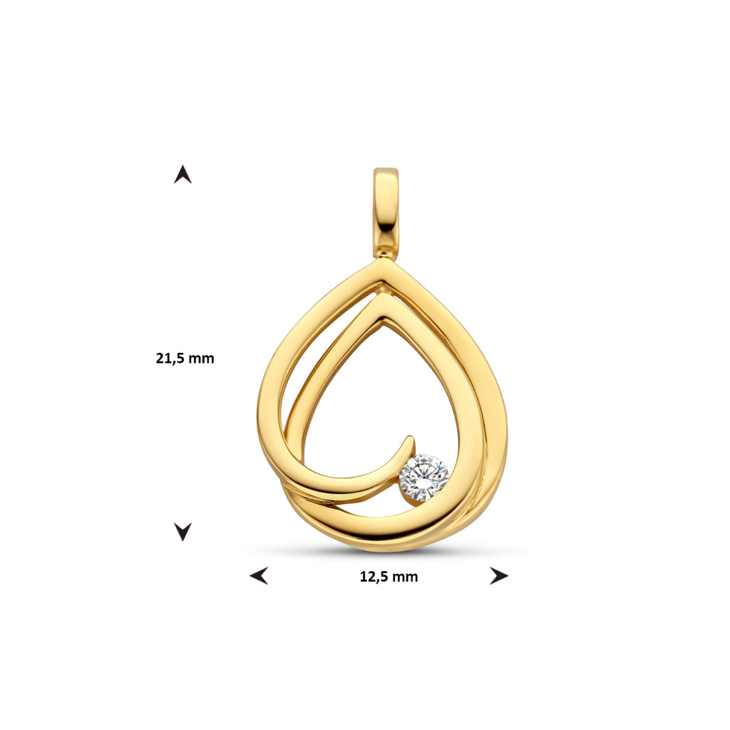 Hanger 0.06 ct diamant H SI in goud – 21,5 mm