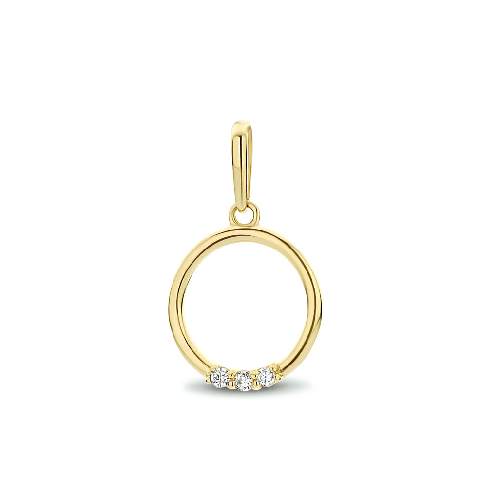 Hanger rond met zirkonia in goud – 17 mm