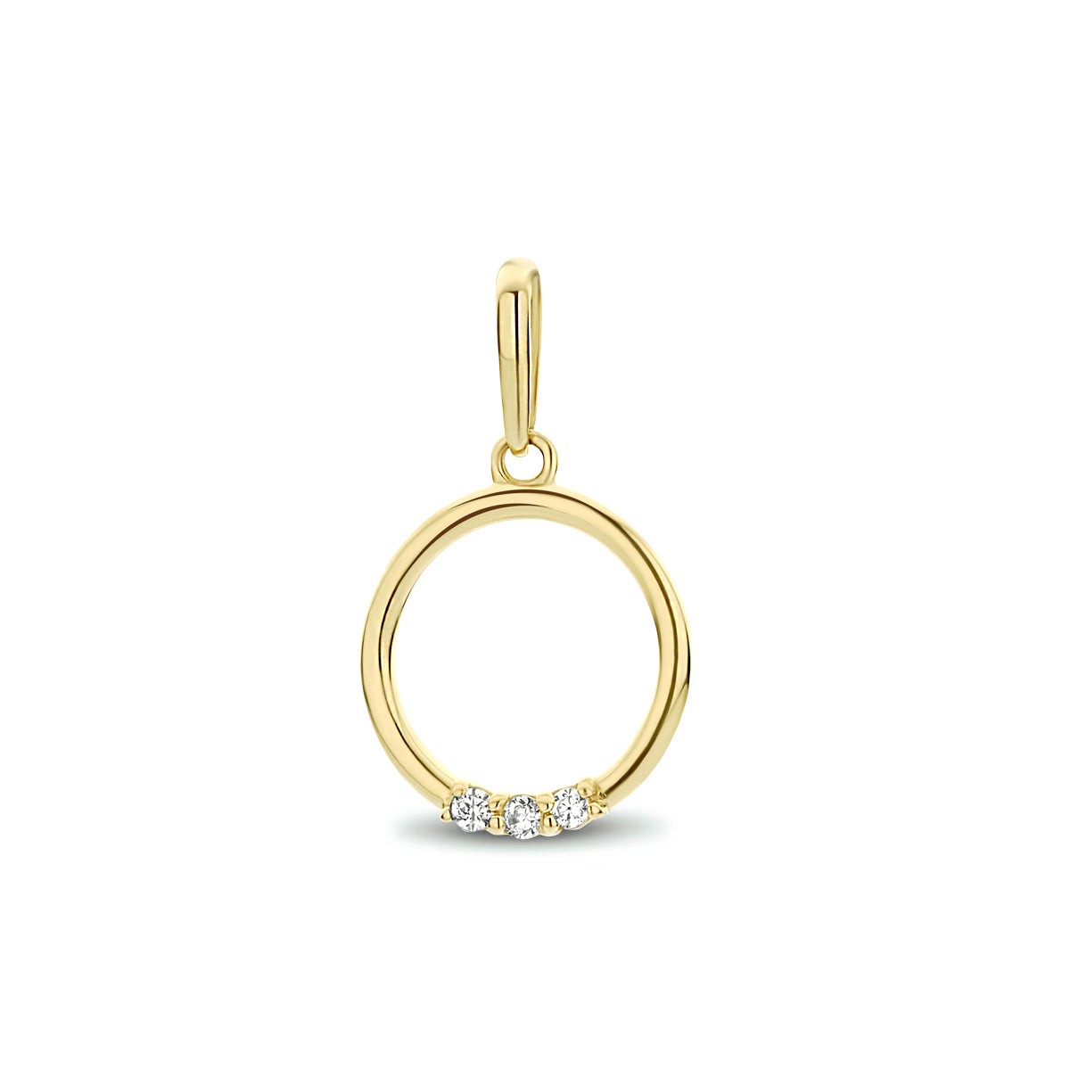 Hanger rond met zirkonia in goud – 17 mm