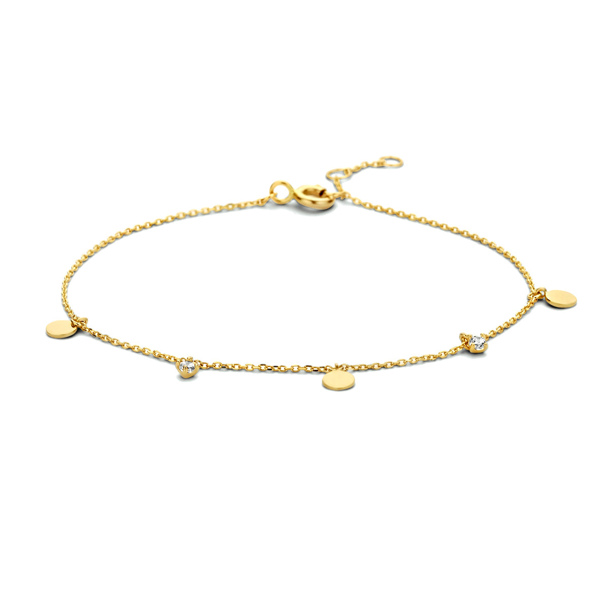 Armband rondjes met zirkonia in goud – 16,5/17,5/18,5 cm