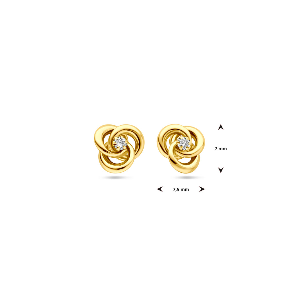 Oorknoppen met zirkonia in goud – 7 mm