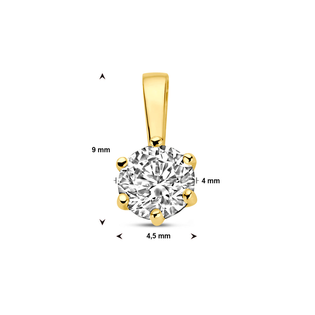 Hanger met solitair zirkonia in goud – 9 mm