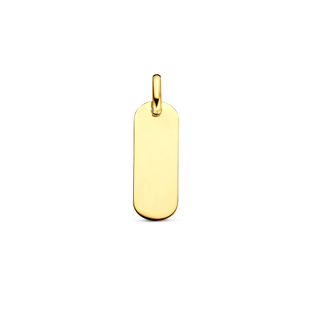 Graveerhanger langwerpig in goud – 23 mm