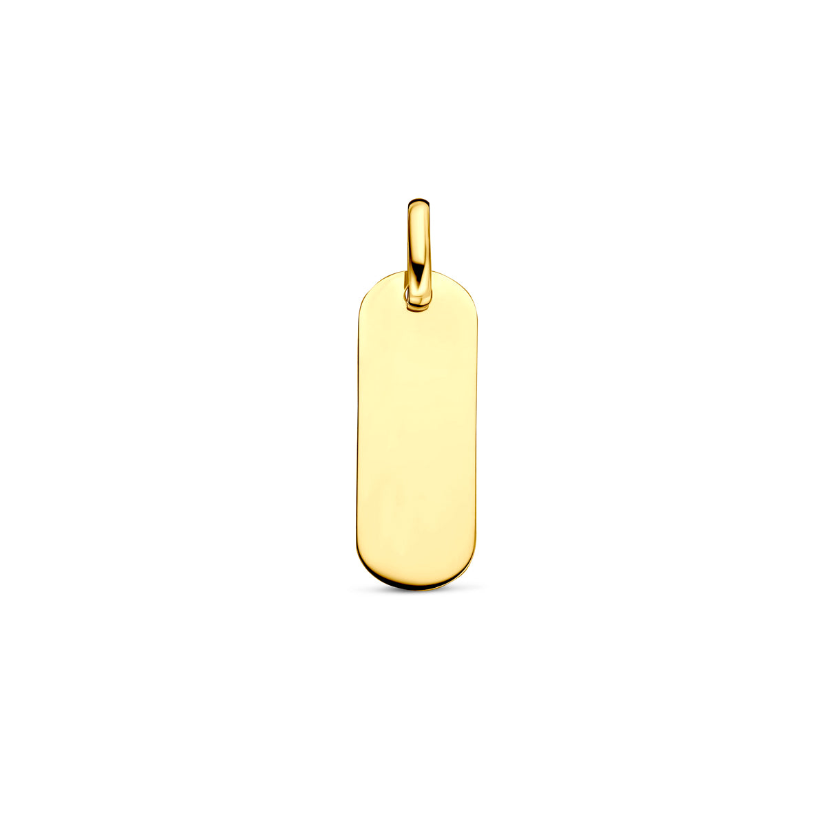 Graveerhanger langwerpig in goud – 23 mm