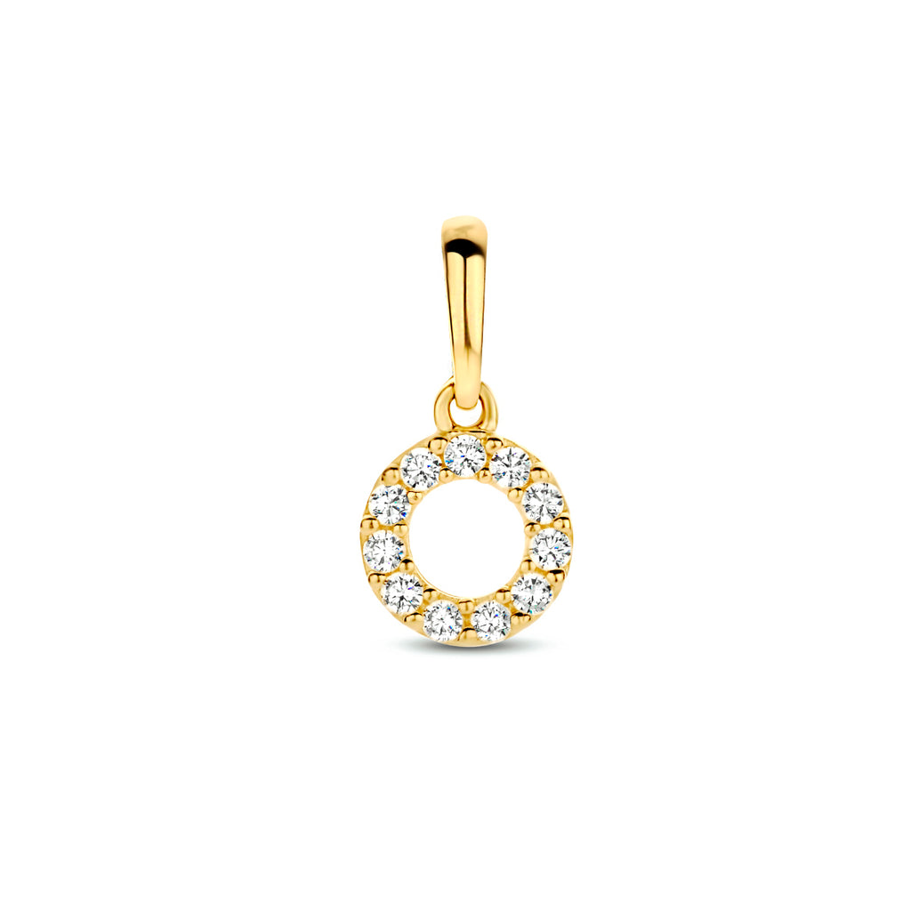 Hanger rondje met zirkonia in goud – 12 mm