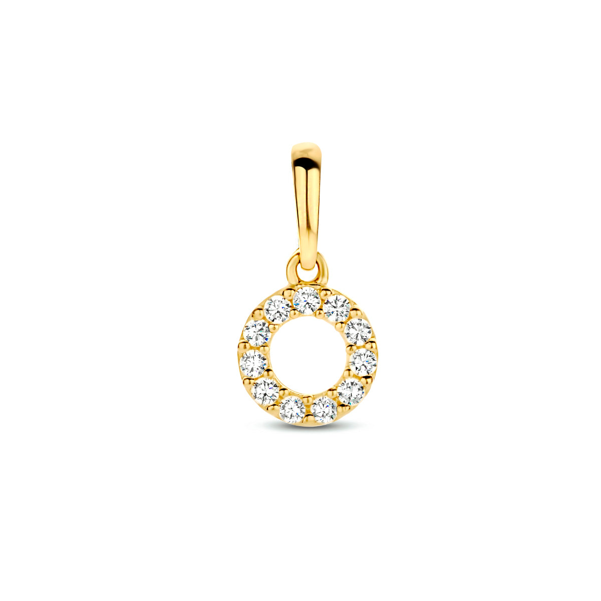 Hanger rondje met zirkonia in goud – 12 mm