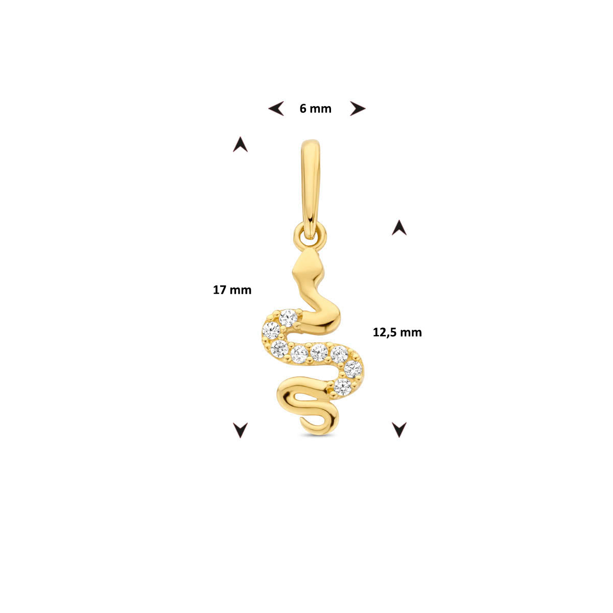 Hanger slang met zirkonia in goud – 17 mm