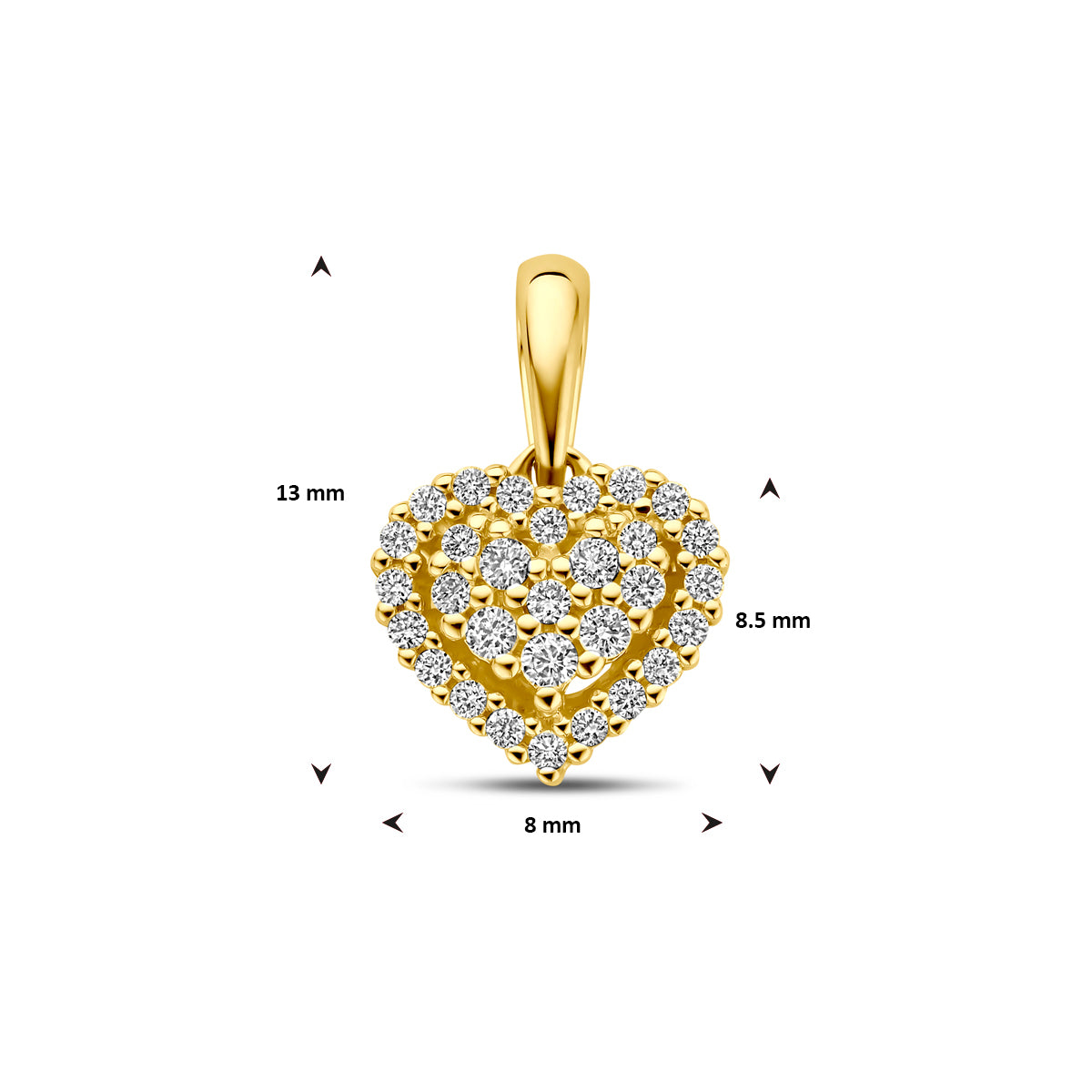 Hanger hartje met 0.15 ct diamant H SI in goud