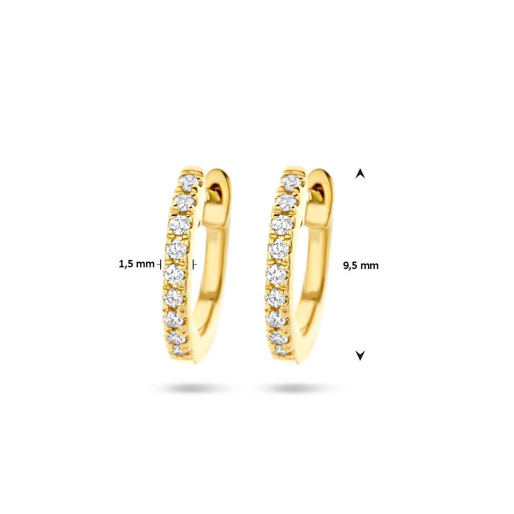 Klapoorringen met 0.06 ct diamant H SI in goud (2x 0.03 ct)