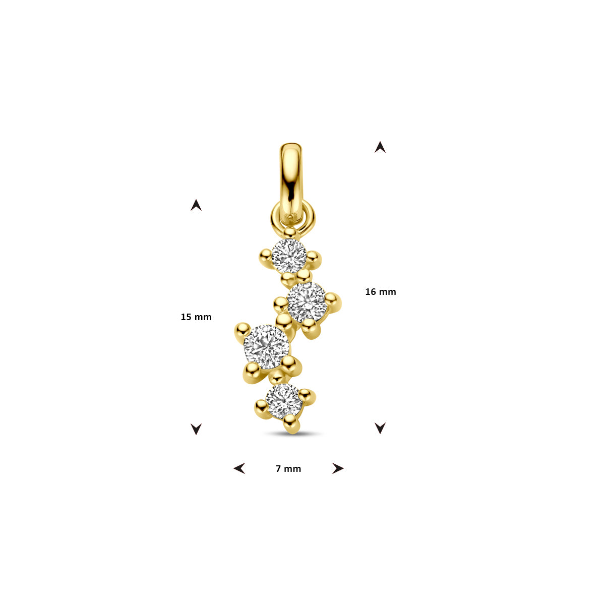 Hanger met zirkonia fantasie in goud – 16 mm